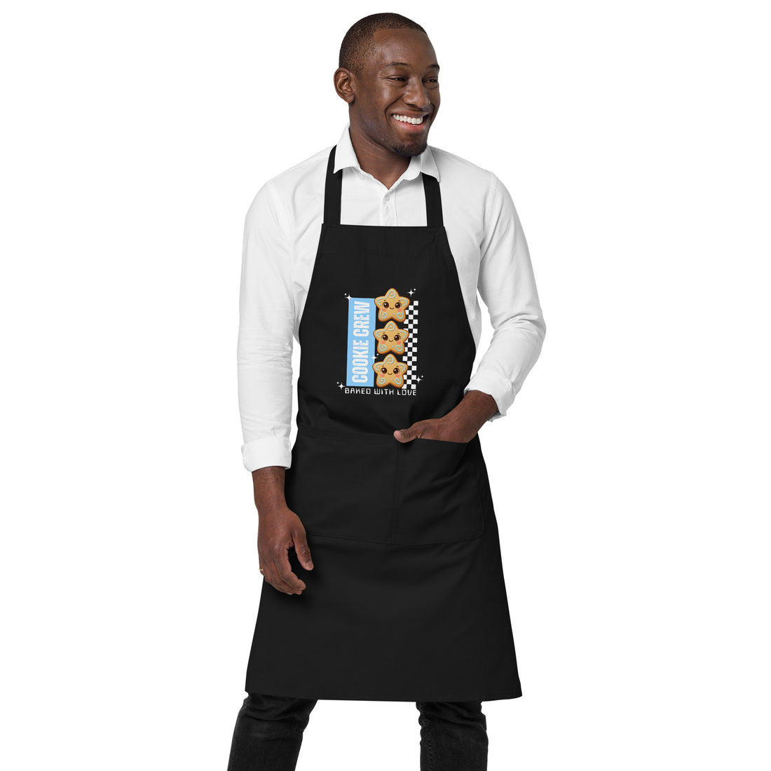 "Cookie Crew, Baked With Love"- Blue | Organic cotton apron | – RB Designa Co