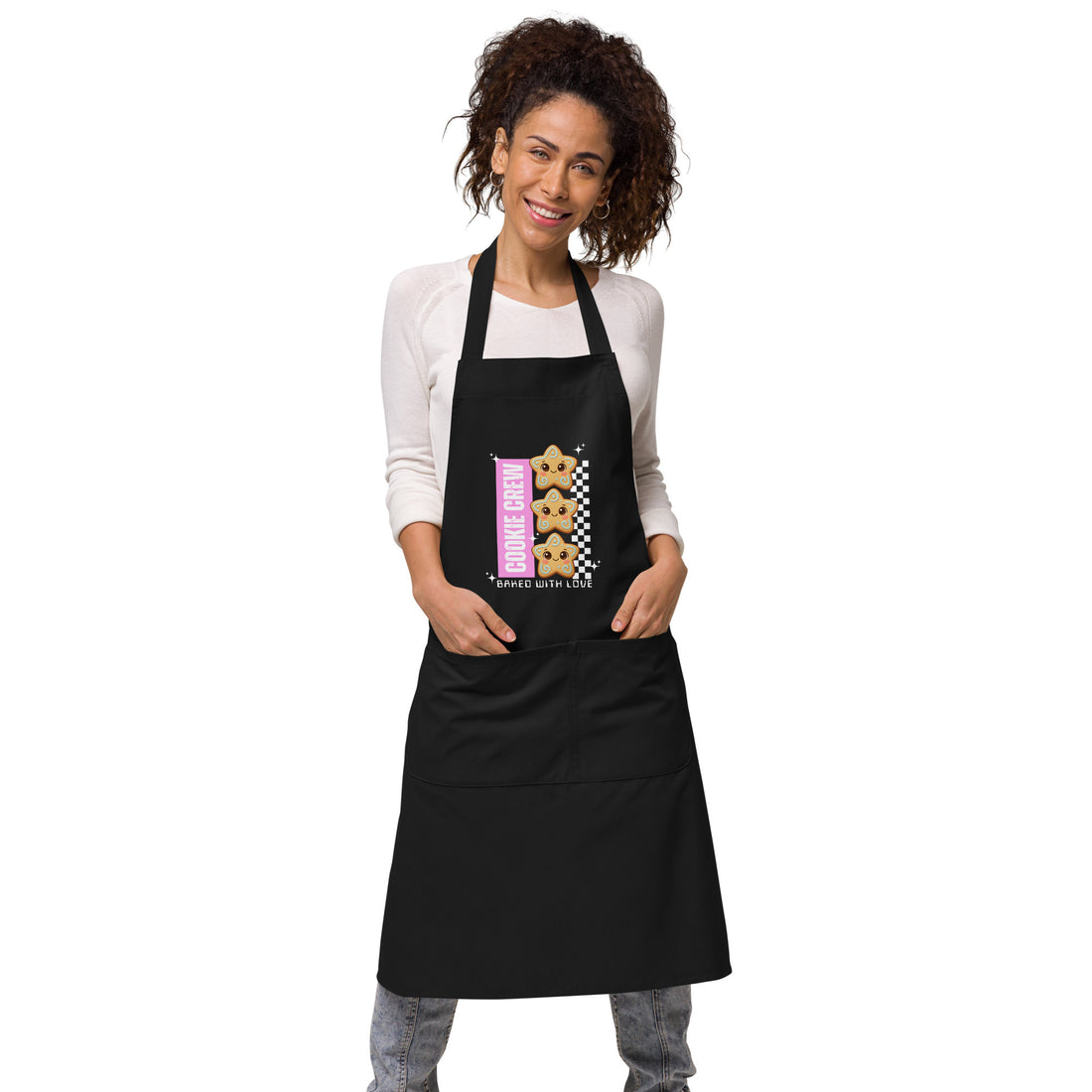 "Cookie Crew, Baked With Love"- Pink | Organic cotton apron | – RB Designa Co