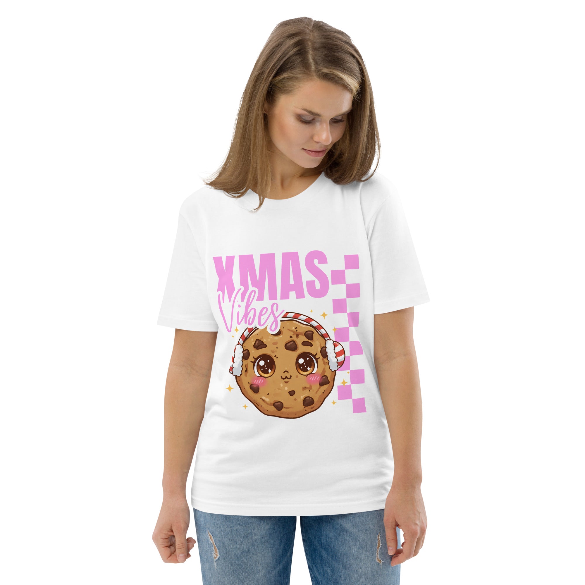 Xmas Vibes Cookie -Pink | Adults T-Shirt | – RB Designa Co