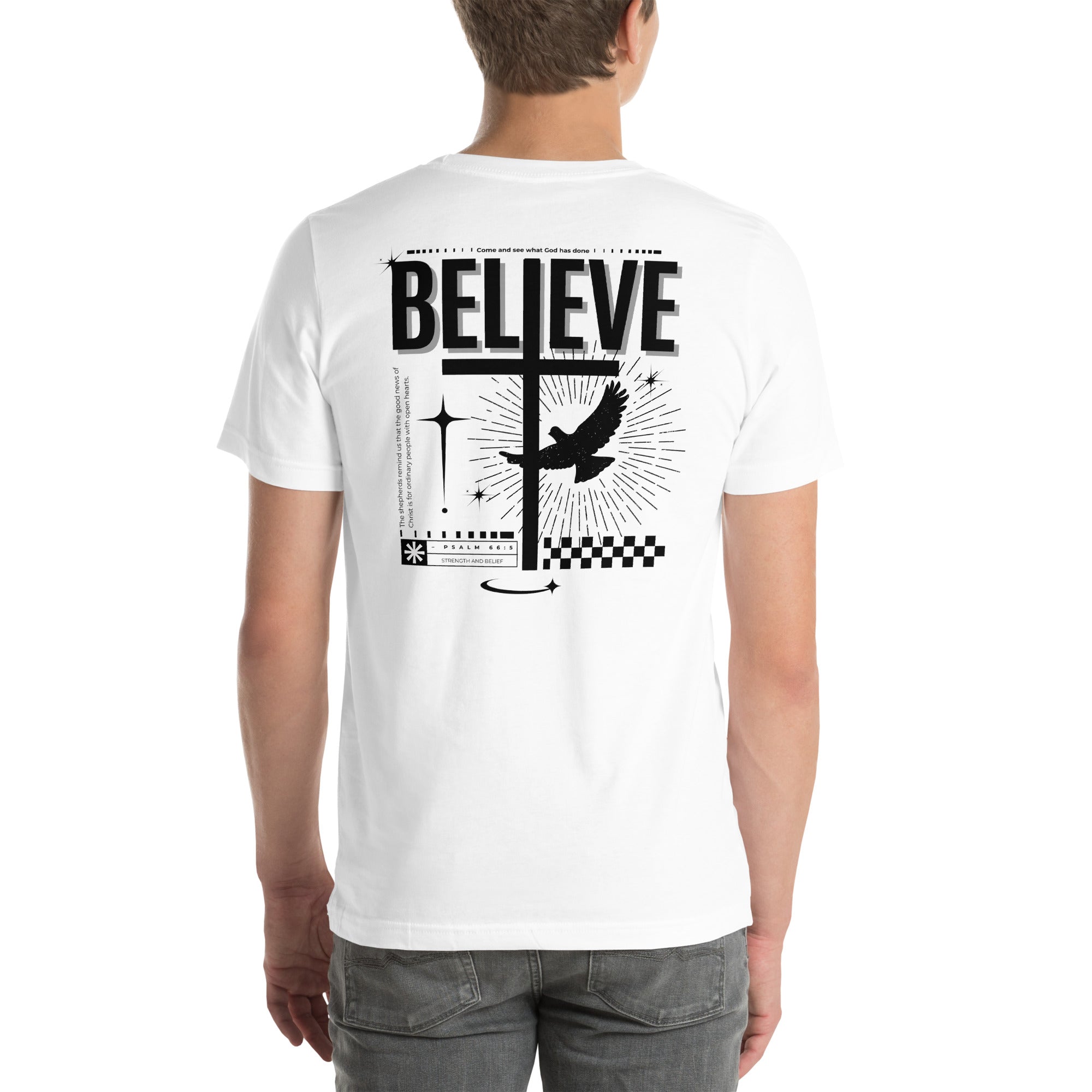 Believe Back Light Biblical T-shirt | β RB Designa Co