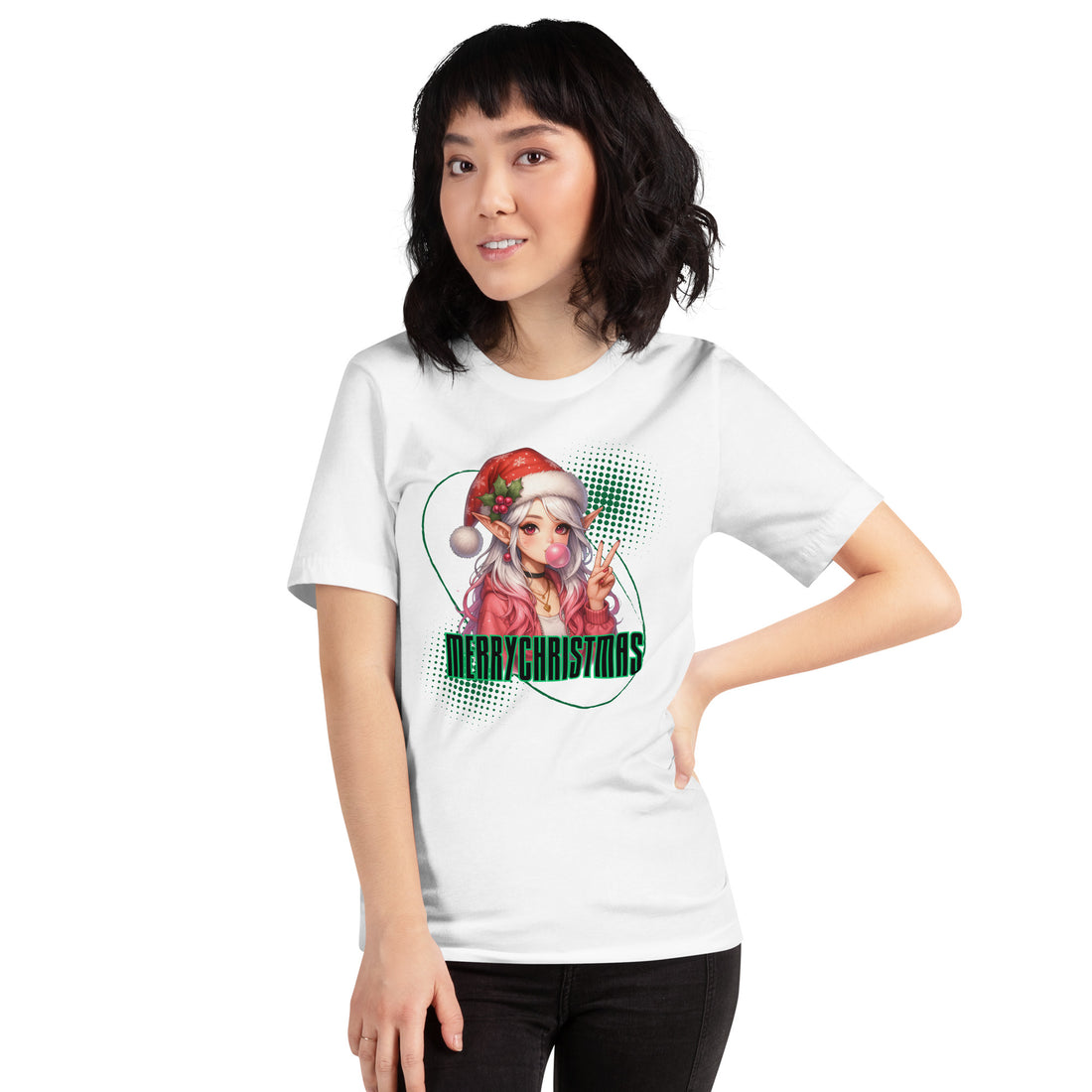 "Merry Christmas" Pretty Elf- Black | Adults t-shirt | – RB Designa Co