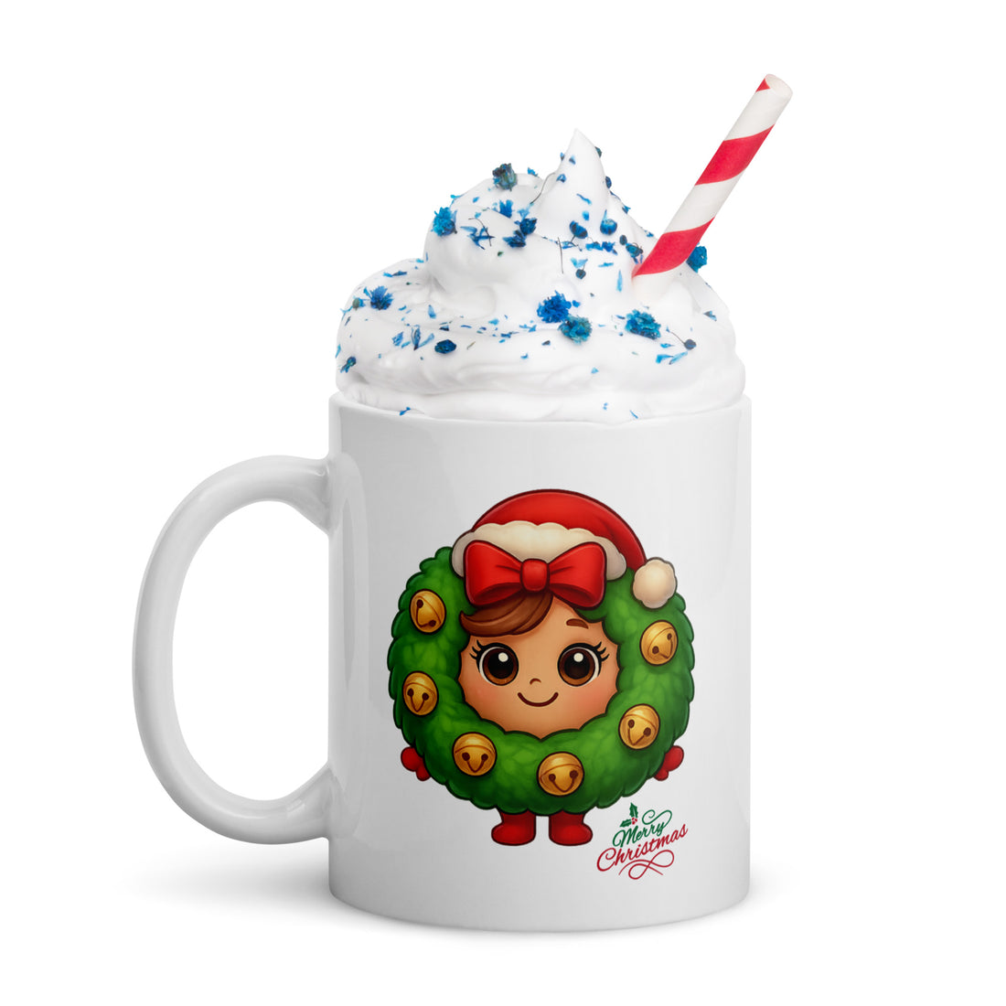 Christmas Wreath Head Kids White Mug | – RB Designa Co
