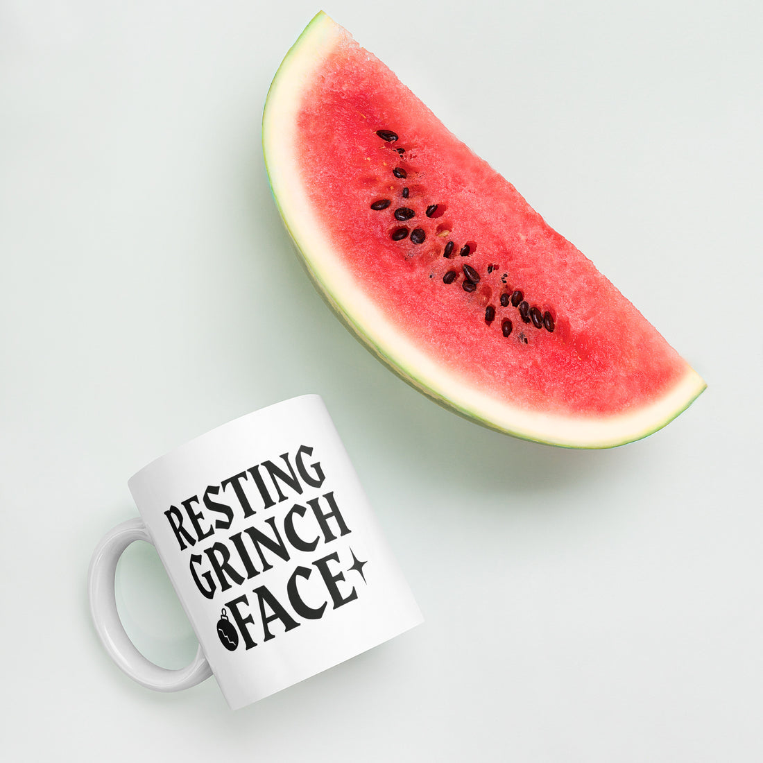 Resting Grinch Face Goth Anti-Christmas / Bah Humbug White Mug | – RB Designa Co