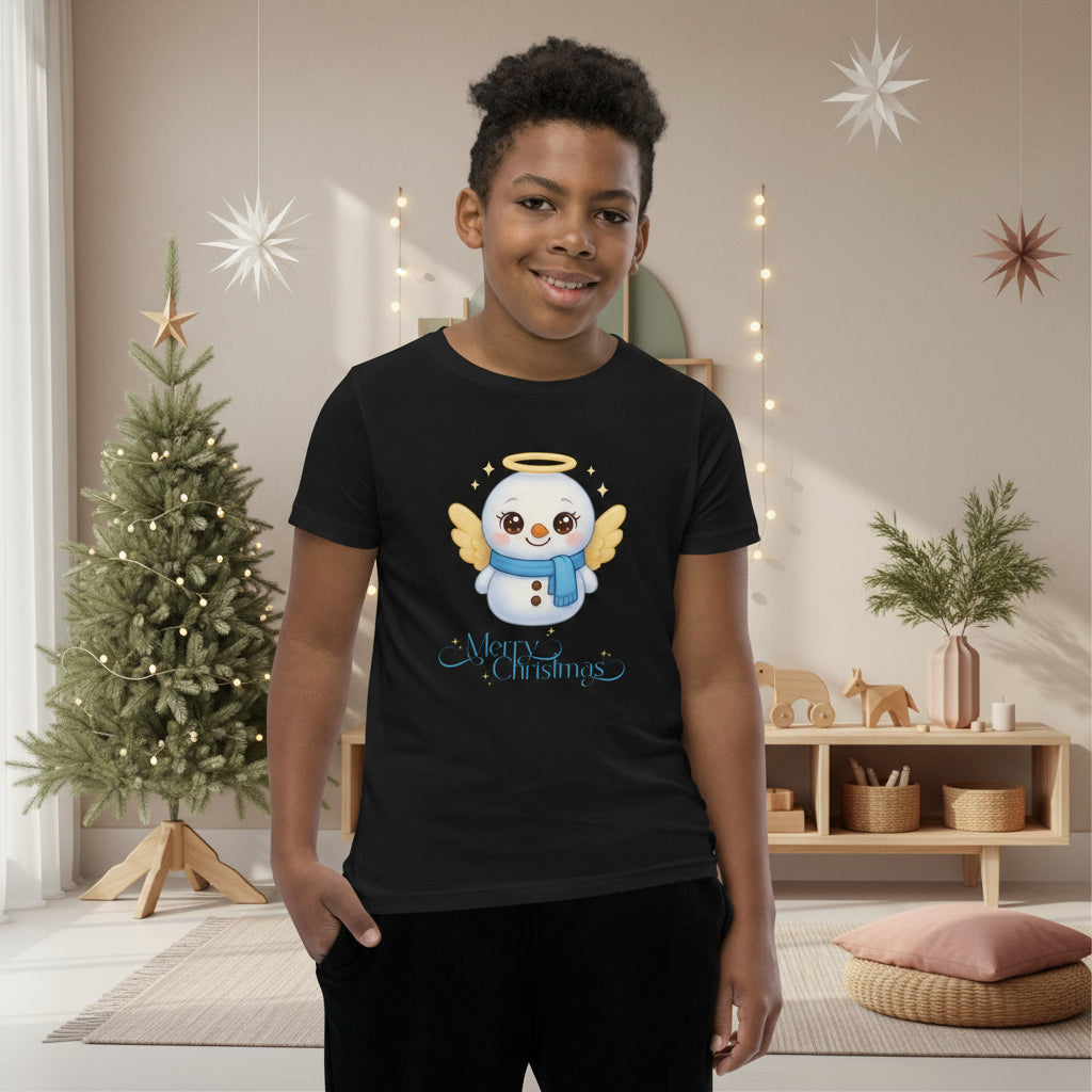 Angel Snowman Halo Christmas Tee | Soft Cotton Kids Shirt | Pre-Shrunk Fit | – RB Designa Co