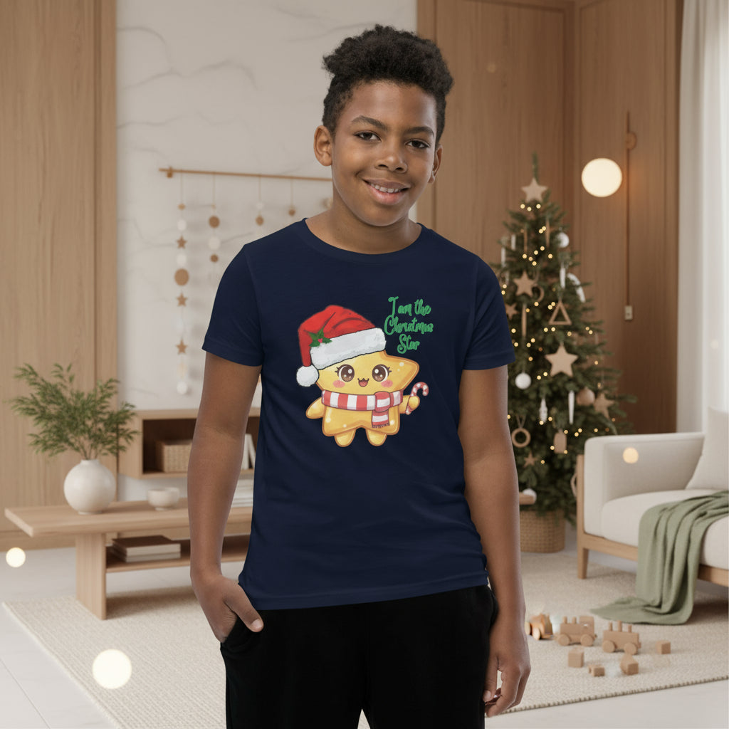 Santa Hat Star Christmas Tee | Cute Cotton Kids Shirt | Festive Holiday Wear | – RB Designa Co