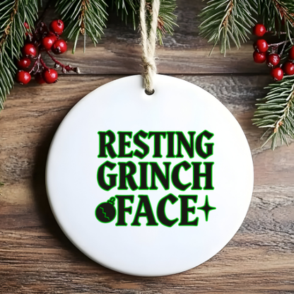 Resting Grinch Face Goth1 Humbag Ornaments