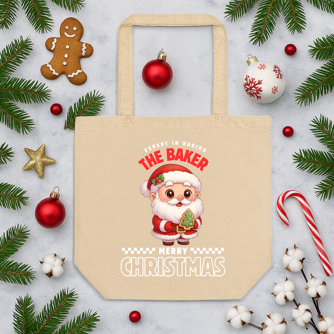 Expert in Baking: The Santa Baker- White and Red | Eco Tote Bag