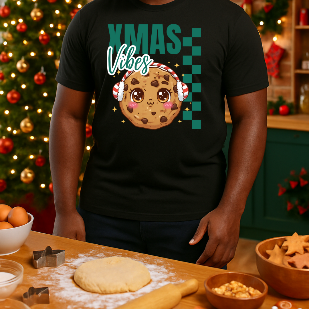 Xmas Vibes Cookie – Green | Adults T-Shirt | – RB Designa Co