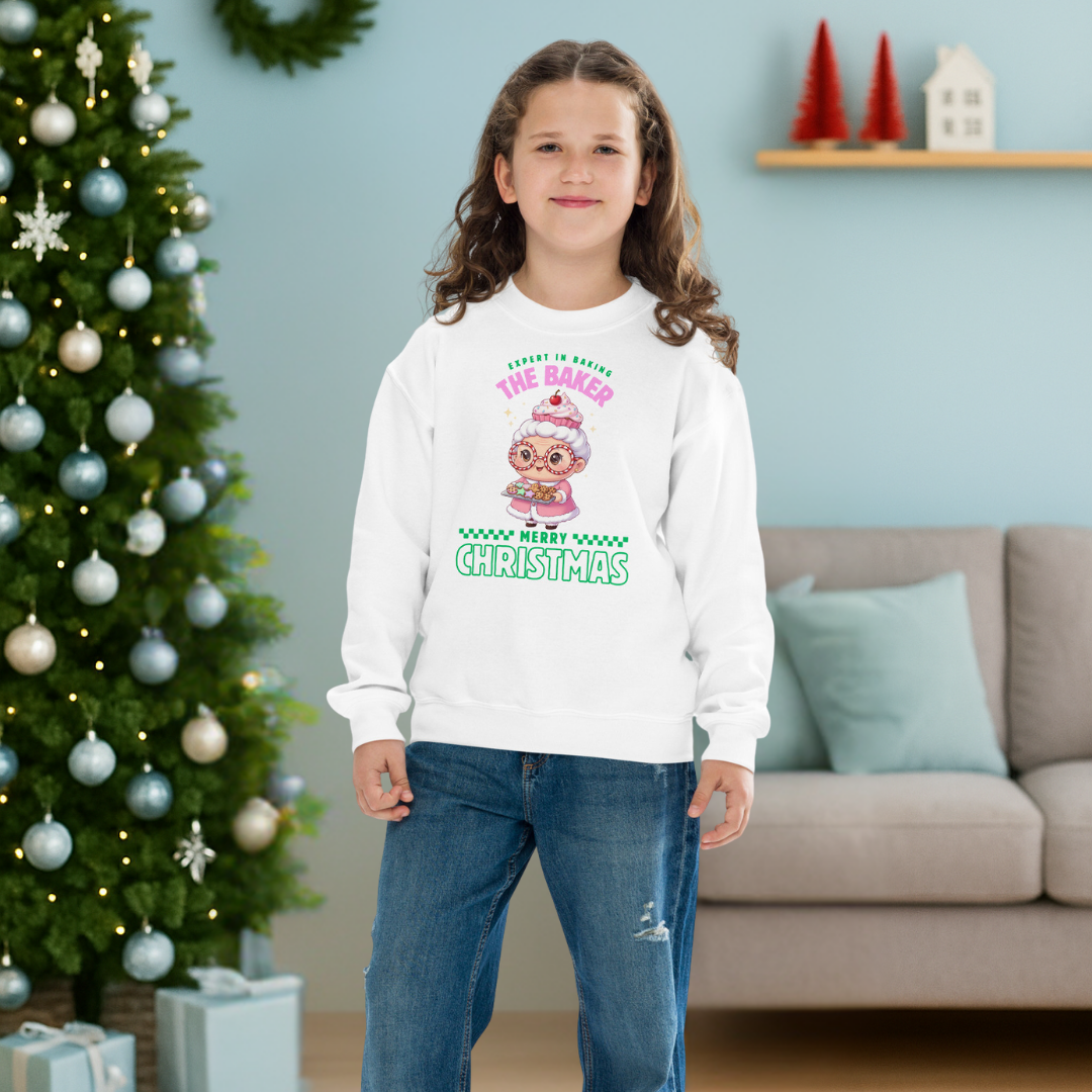 Expert in Baking: The Grandma Baker- Green and Pink | Youth Sweatshirt