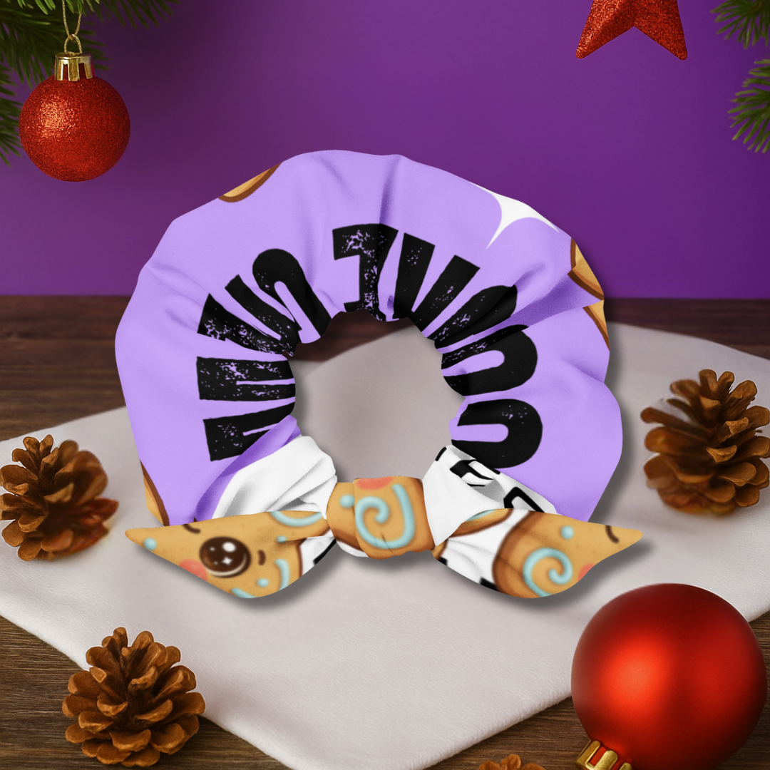 &quot;Cookie Crew, Baked With Love&quot;- Black in Purple | Scrunchie