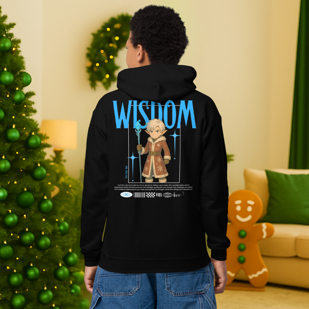 &quot;Wisdom&quot;- Black | Youth Hoodie