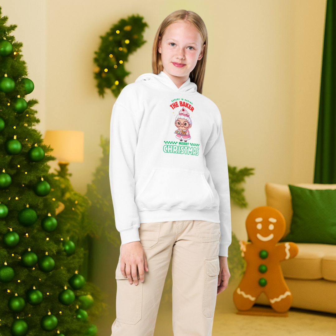 Expert in Baking: The Grandma Baker- Red and Green | Youth Hoodie