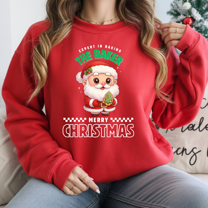 Expert in Baking: The Santa Baker- White and Green | Youth Hoodie