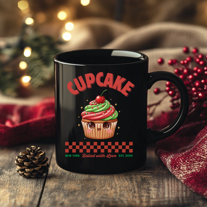 Cupcake: Baked With Love | Black Glossy Mug