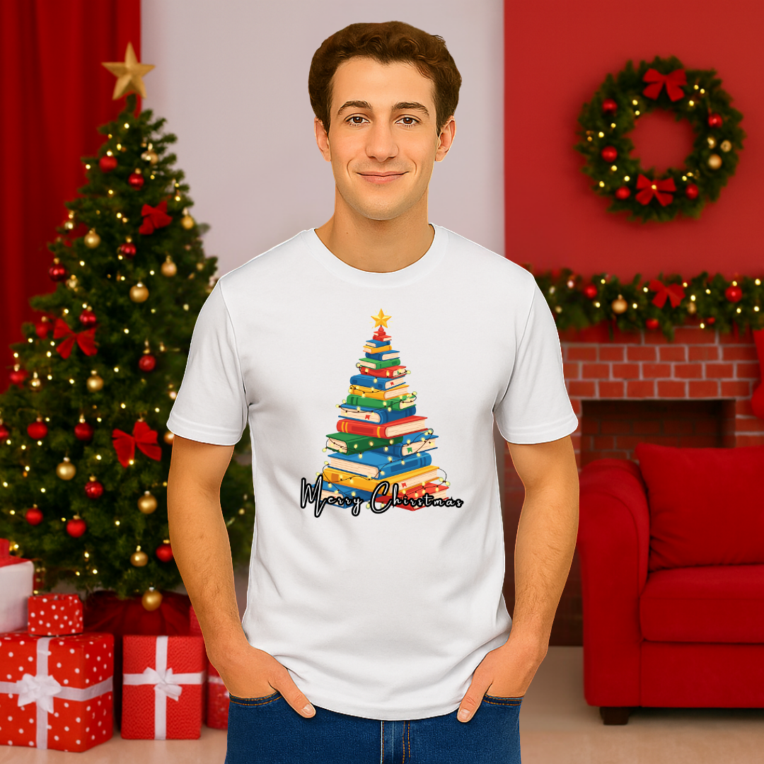Christmas Book Tree- Black | Adults t-shirt