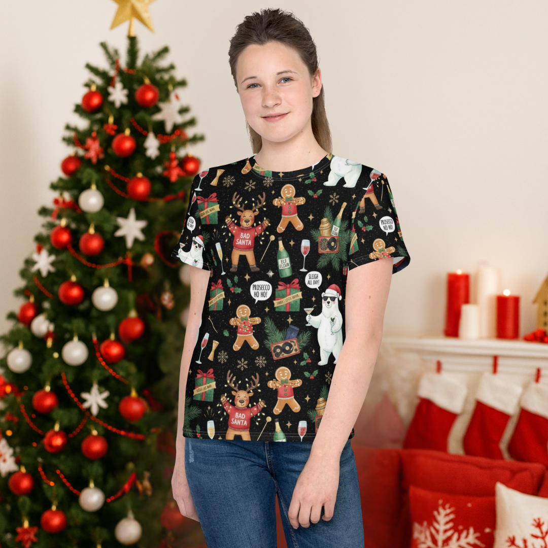 "Bad Santa & Party Bears II" | Youth crew neck t-shirt