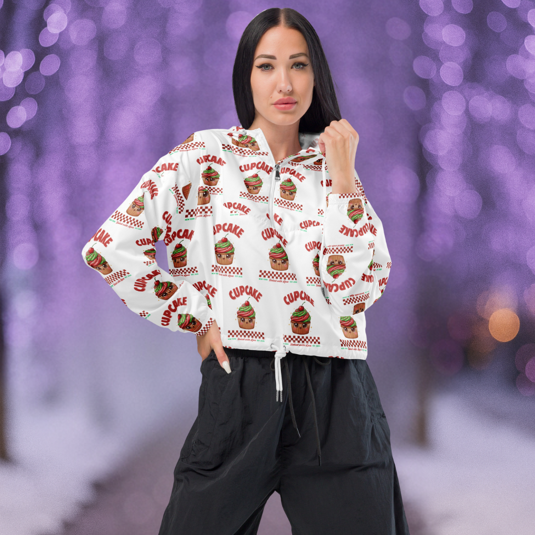 Cupcake: Baked With Love | Women’s cropped windbreaker