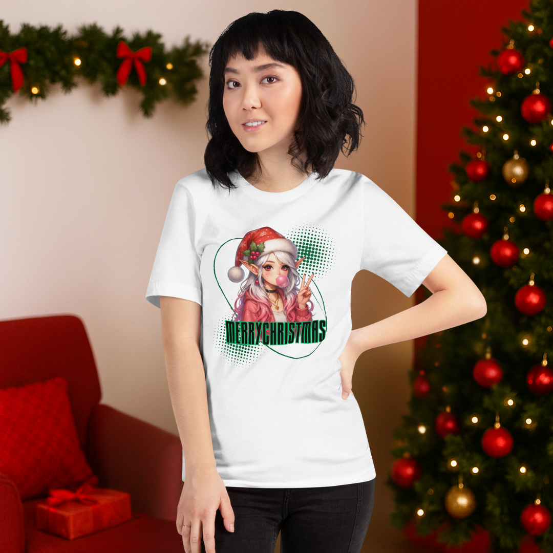 &quot;Merry Christmas&quot; Pretty Elf- Black | Adults t-shirt