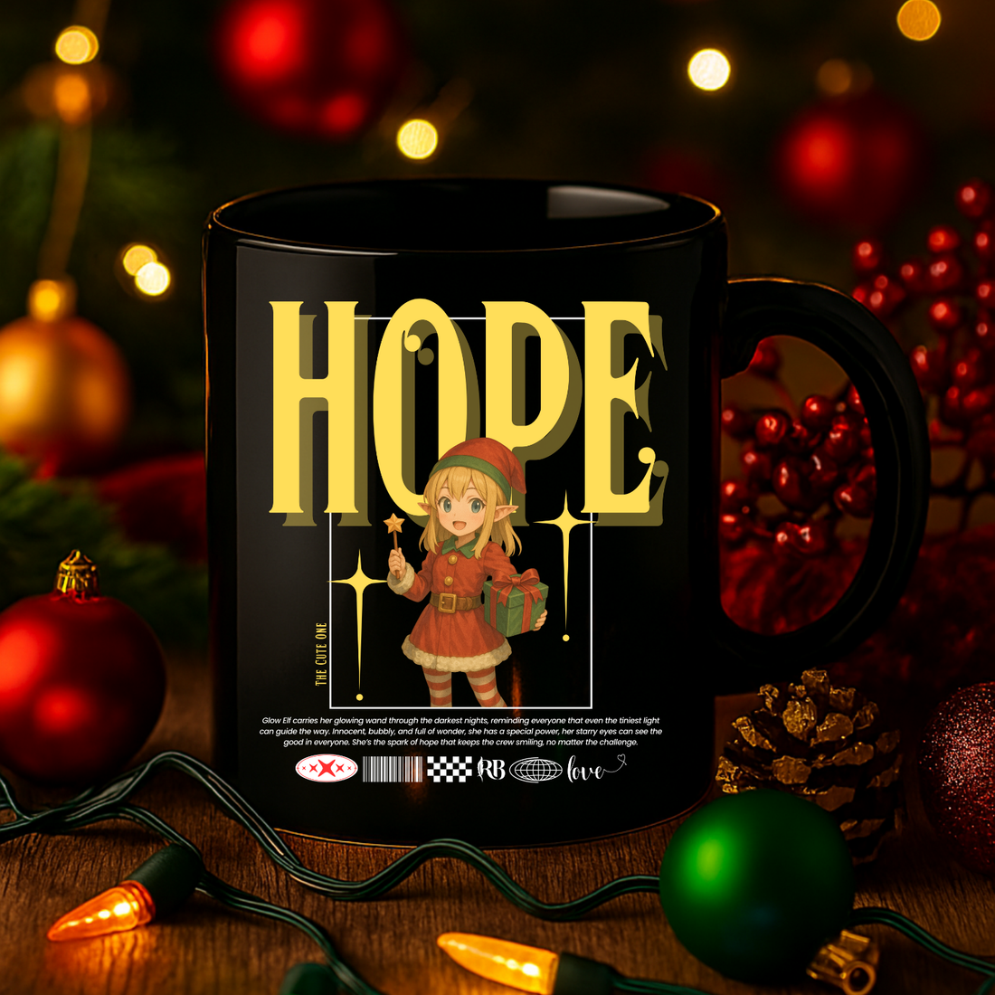 &quot;Hope&quot; | Black Glossy Mug
