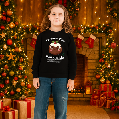 &quot;Christmas Vibes Worldwide...&quot;- White | Youth Sweatshirt