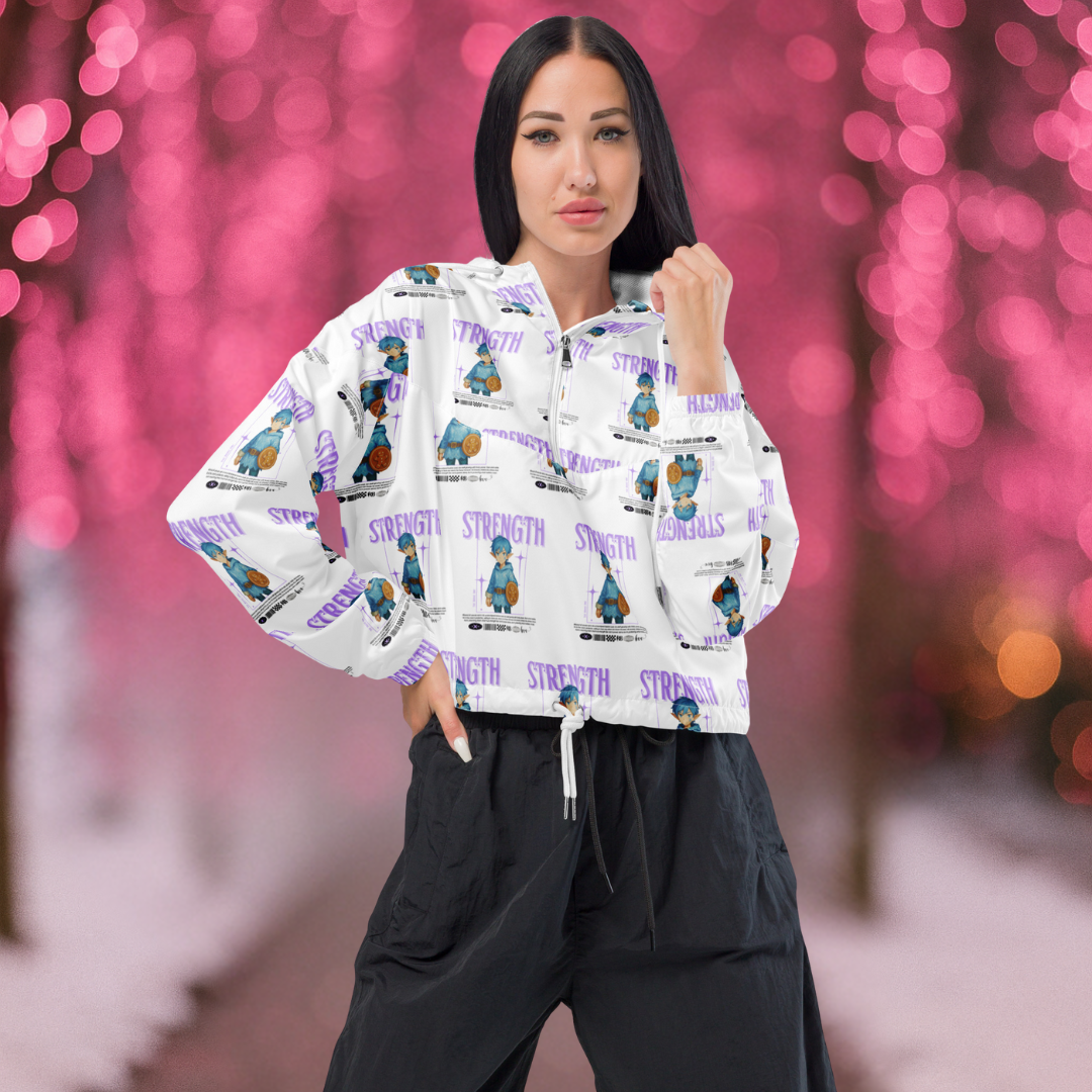 "Strength"- Black | Women’s cropped windbreaker | – RB Designa Co