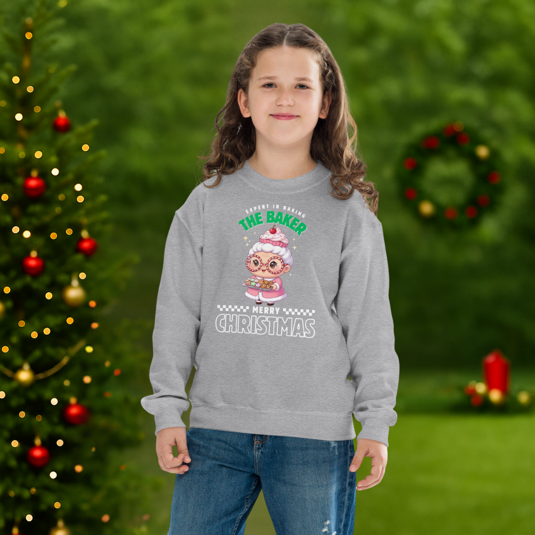 Expert in Baking: The Grandma Baker- White and Green | Youth Sweatshirt