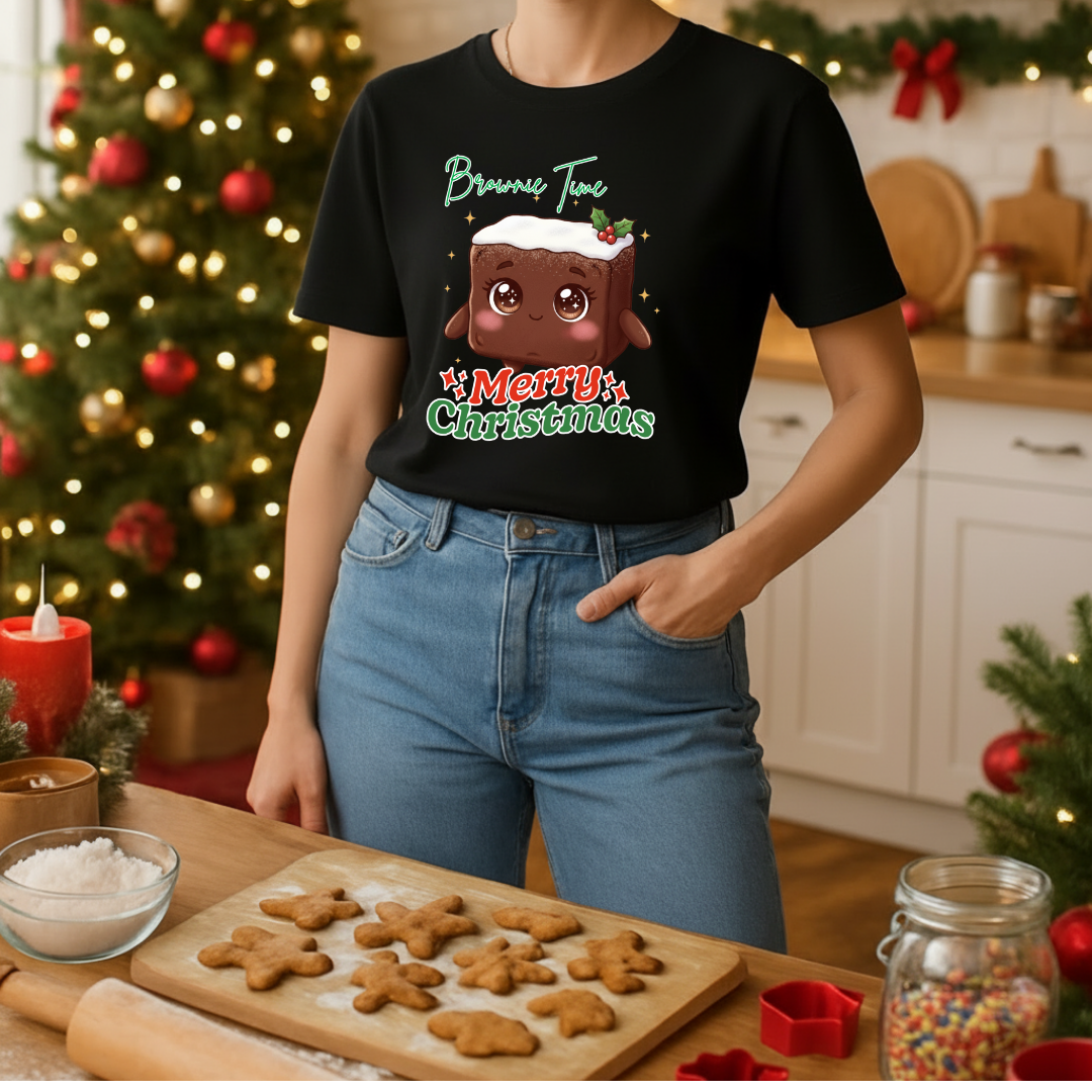 "Brownie Time, Merry Christmas"- White | Adults T-Shirt