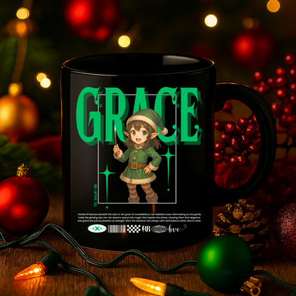&quot;Grace&quot; | Black Glossy Mug