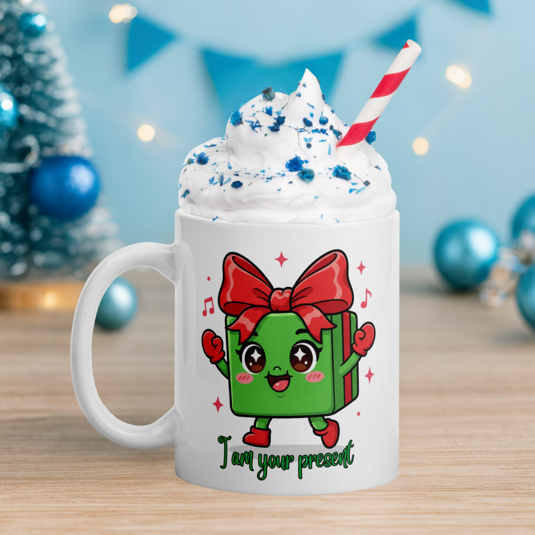 Happy Gift Box Red Kids White Mug