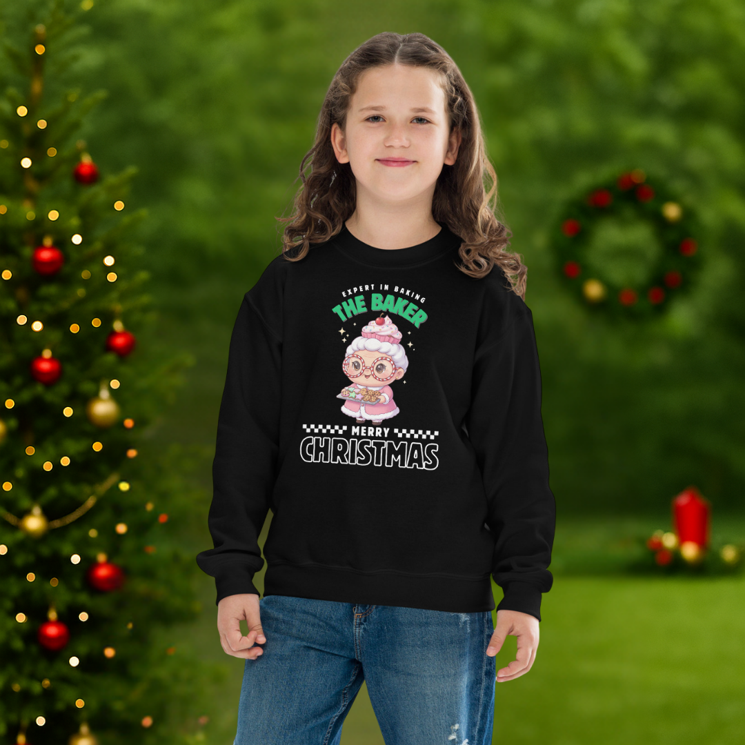 Expert in Baking: The Grandma Baker- White and Green | Youth Sweatshirt