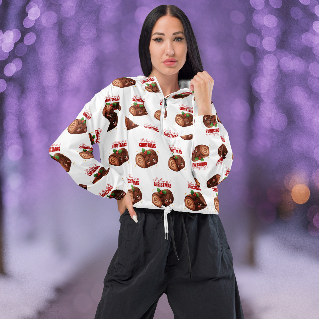 &quot;Rolling in to Christmas&quot;- Black | Women’s cropped windbreaker | – RB Designa Co