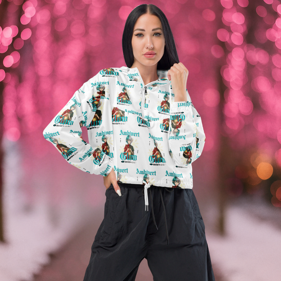 &quot;Ambivert Glow&quot;- Black | Women’s cropped windbreaker | – RB Designa Co