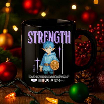 &quot;Strength&quot; | Black Glossy Mug
