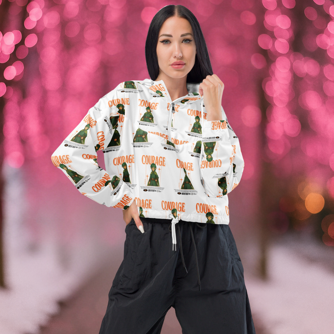 &quot;Courage&quot;- Black | Women’s cropped windbreaker | – RB Designa Co