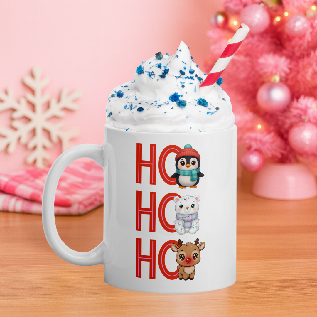 Ho Ho Vertical Text Kids White Mug