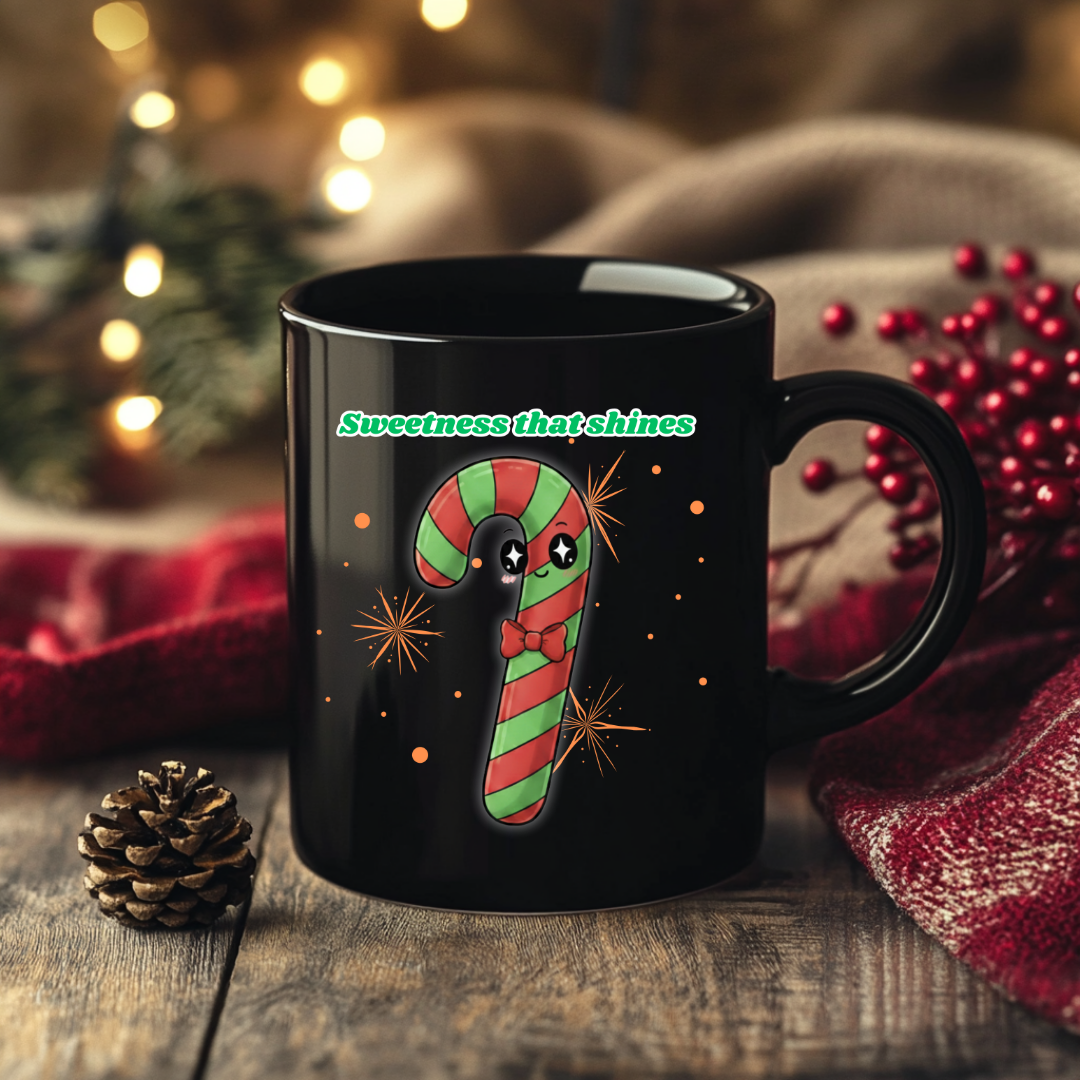 &quot;Sweetness That Shines&quot;- White | Black Glossy Mug