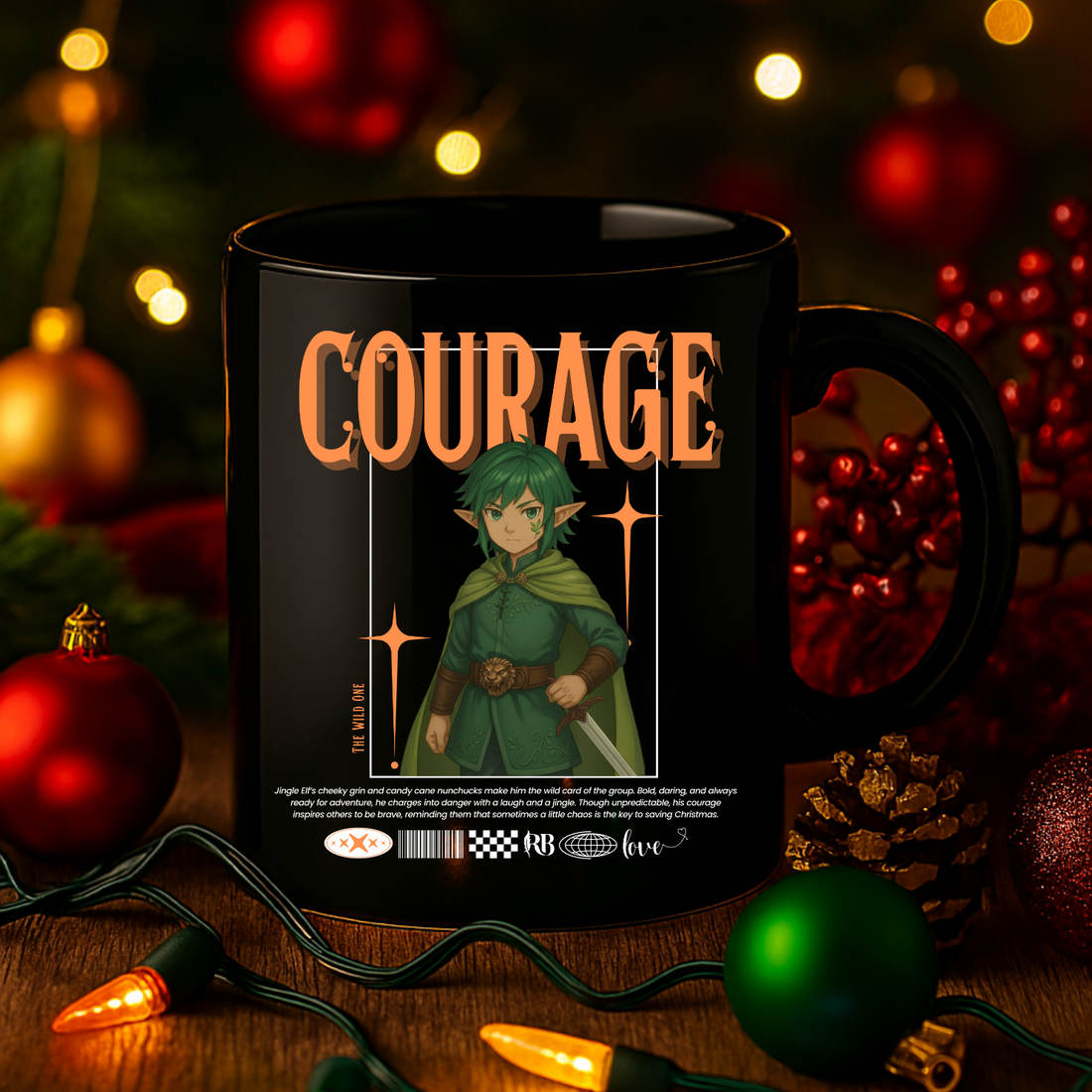 &quot;Courage&quot; | Black Glossy Mug