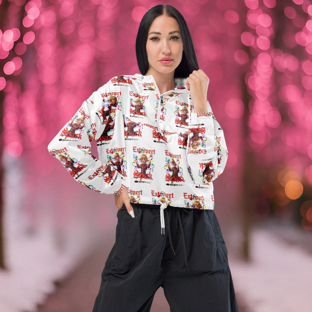 "Extrovert Spark"- Black | Women’s cropped windbreaker | – RB Designa Co