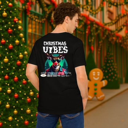 &quot;Christmas Vibes&quot; Boastful Reindeer- White | Adults t-shirt