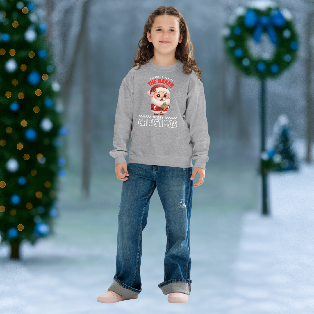 Expert in Baking: The Santa Baker- White and Red | Youth Sweatshirt