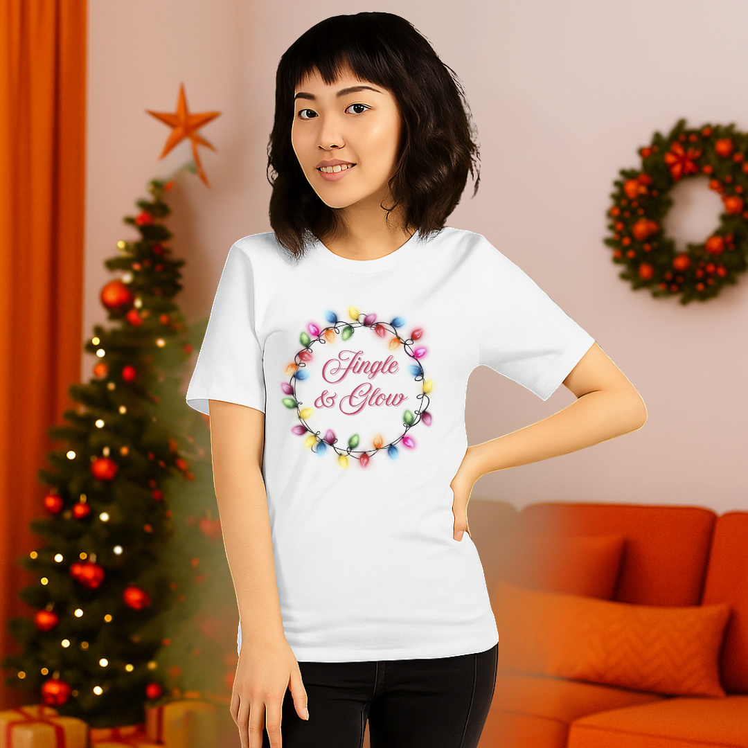 &quot;Jingle and Glow&quot;- Red | Adults t-shirt