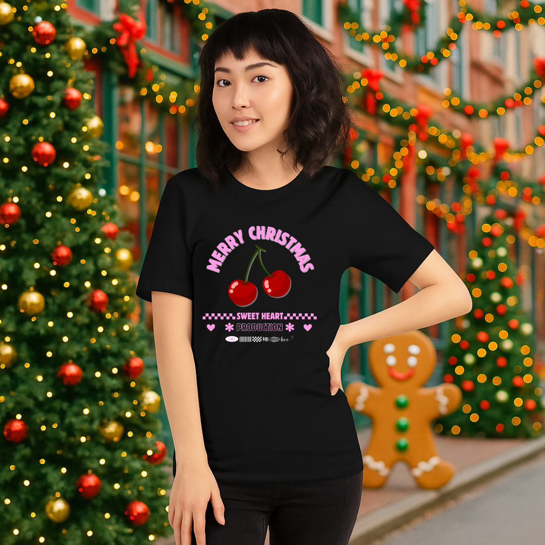 Cherry &quot;Merry Christmas&quot;- White | Adults t-shirt