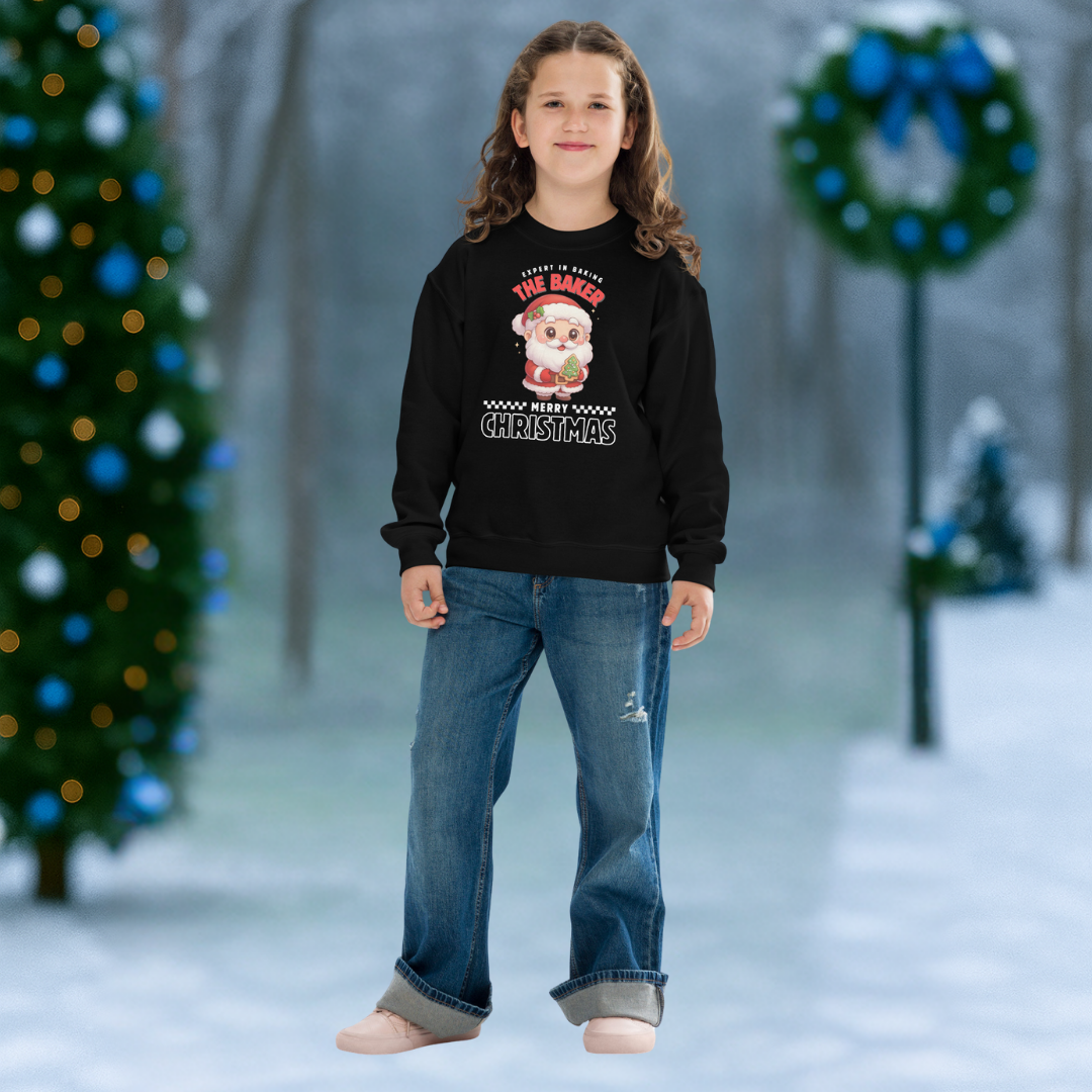 Expert in Baking: The Santa Baker- White and Red | Youth Sweatshirt