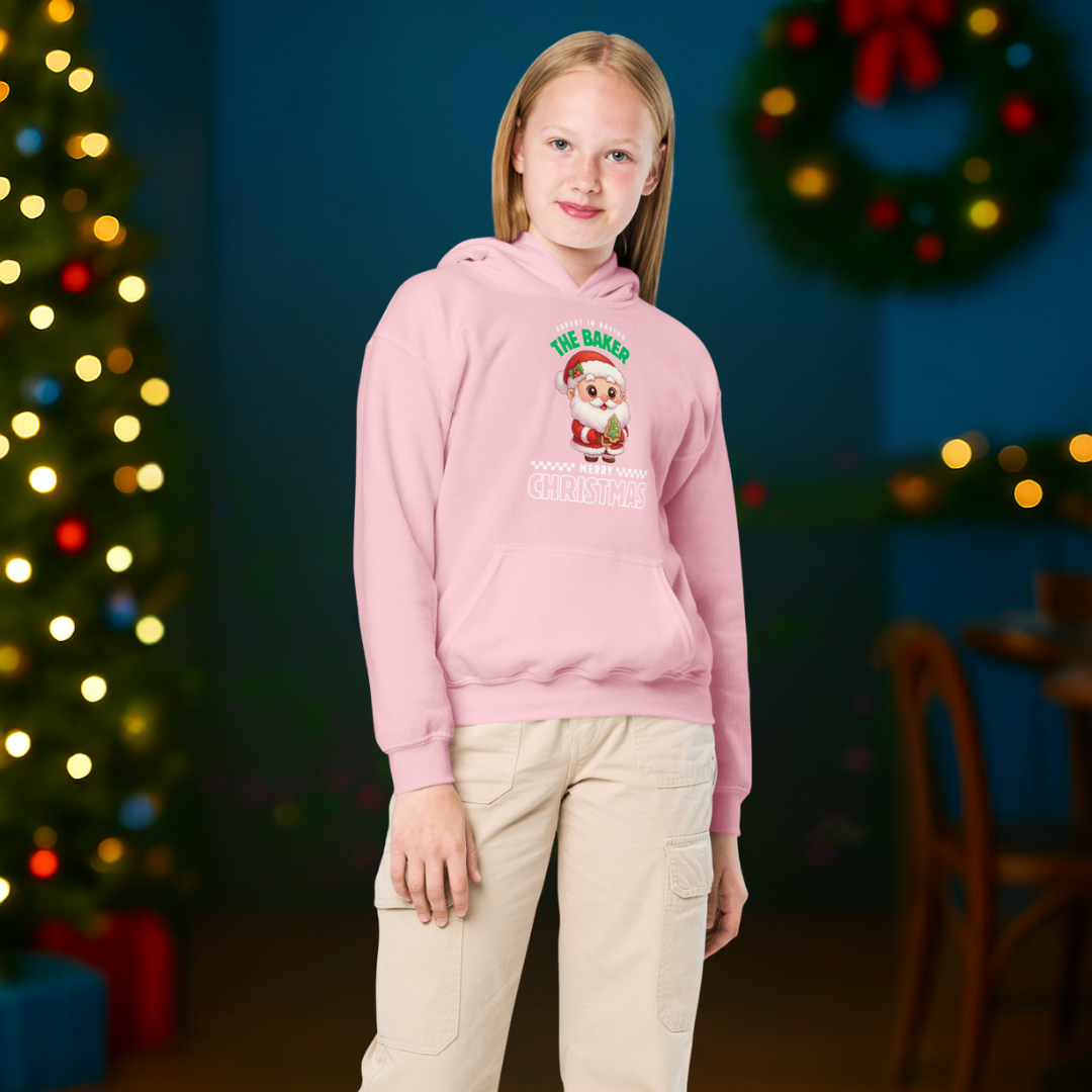 Expert in Baking: The Santa Baker- White and Green | Youth Hoodie