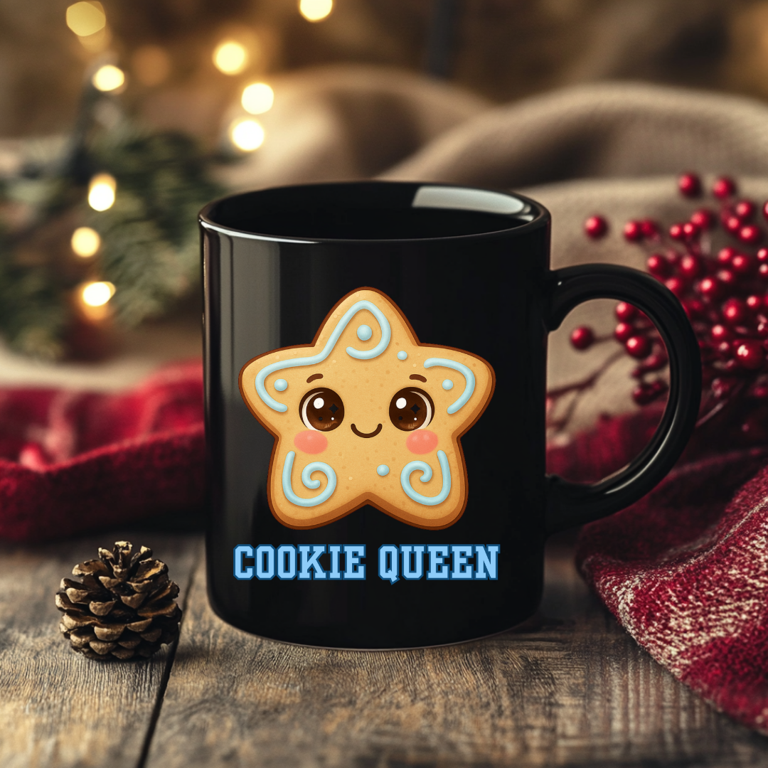 &quot;Cookie Queen&quot; | Black Glossy Mug