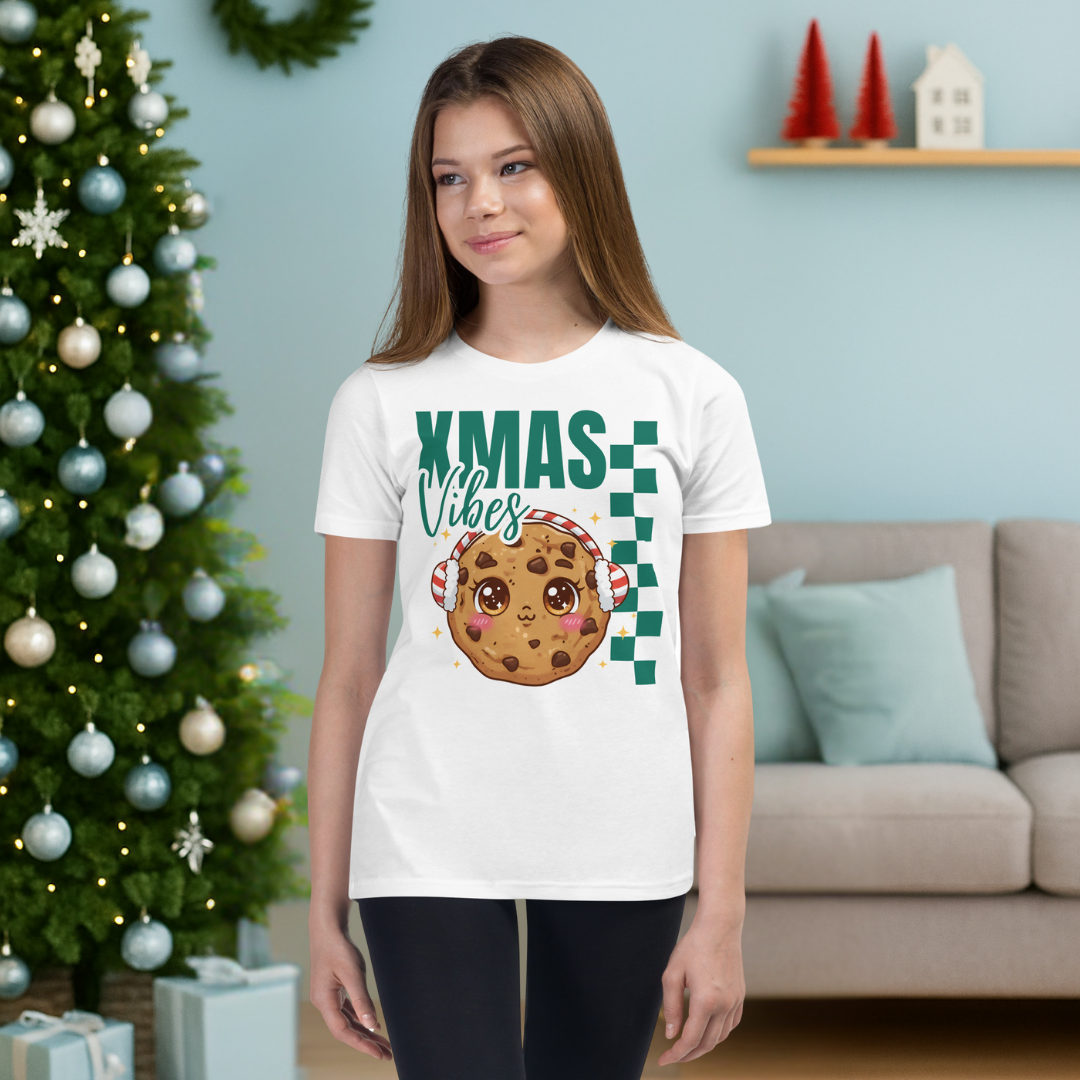 Xmas Vibes Cookie – Green | Youth Short Sleeve T-Shirt