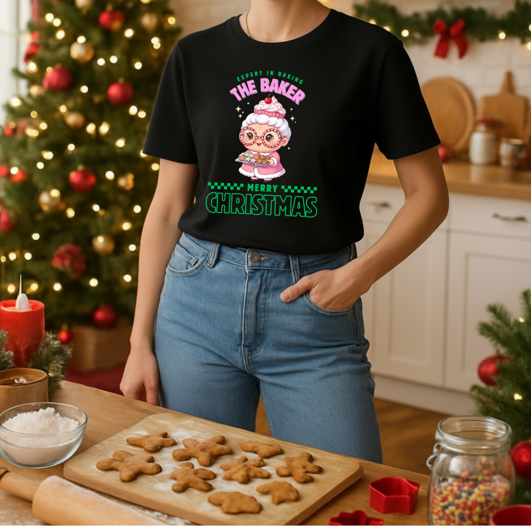 Expert in Baking: The Grandma Baker- Green and Pink | Adults T-Shirt