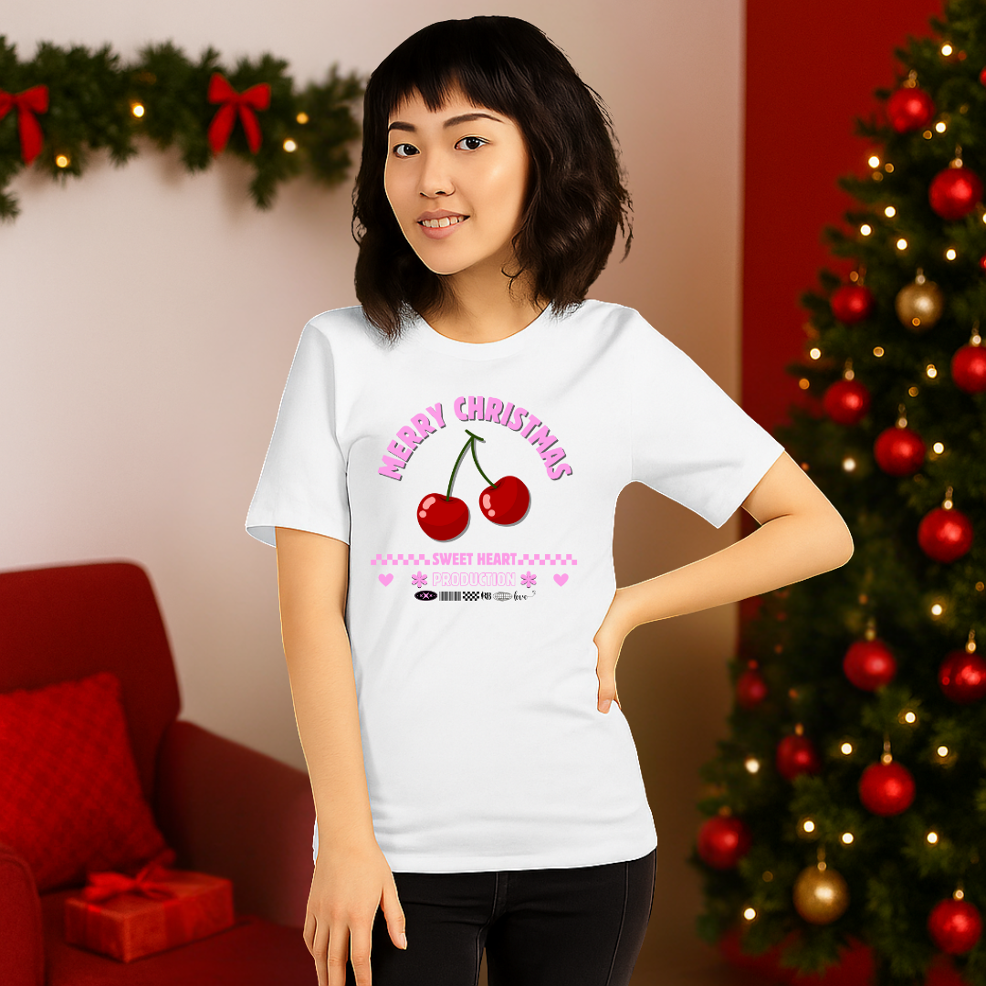 Cherry "Merry Christmas"- Black | Adults t-shirt