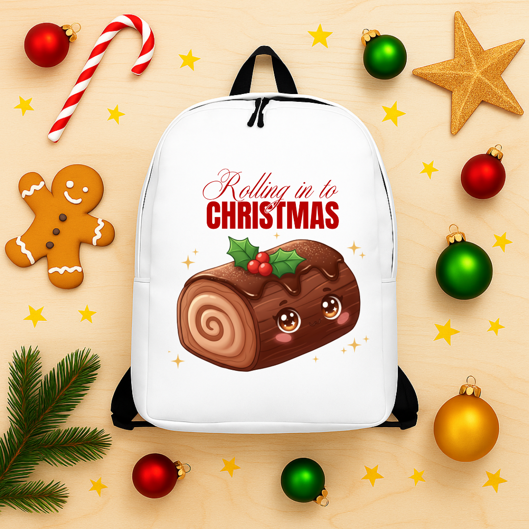 "Rolling in to Christmas"- Black | Minimalist Backpack