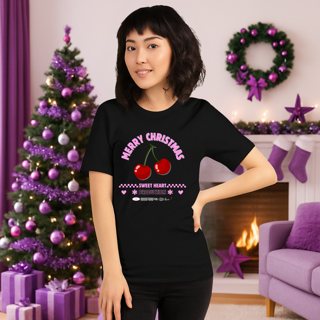 Cherry "Merry Christmas"- White | Adults t-shirt
